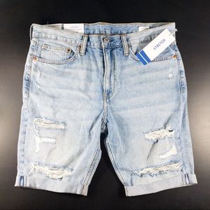 Men’s Distressed Blue Denim Slim Fit Shorts (H&M)